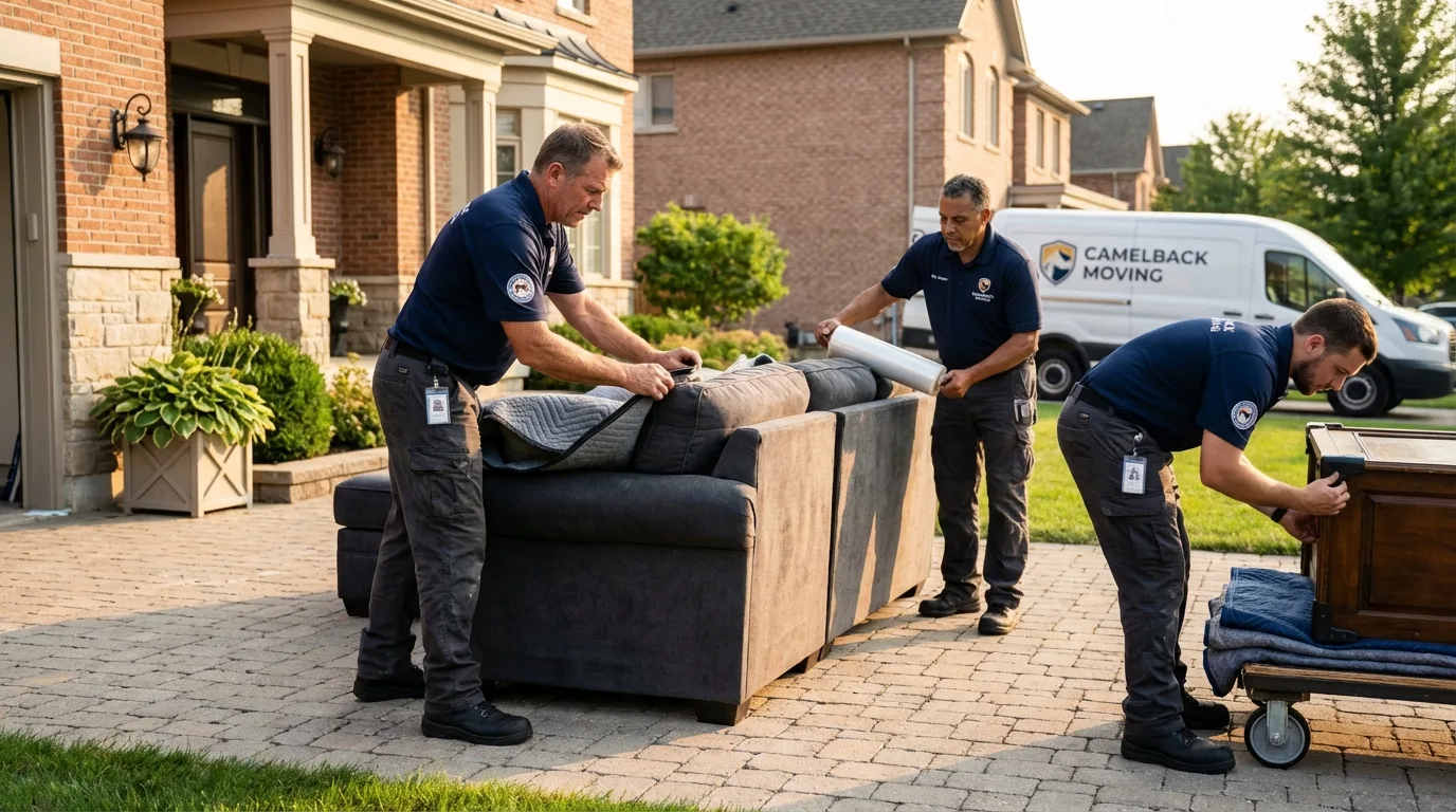 Large estate moving crew wrapping furniture in Yorkville, IL